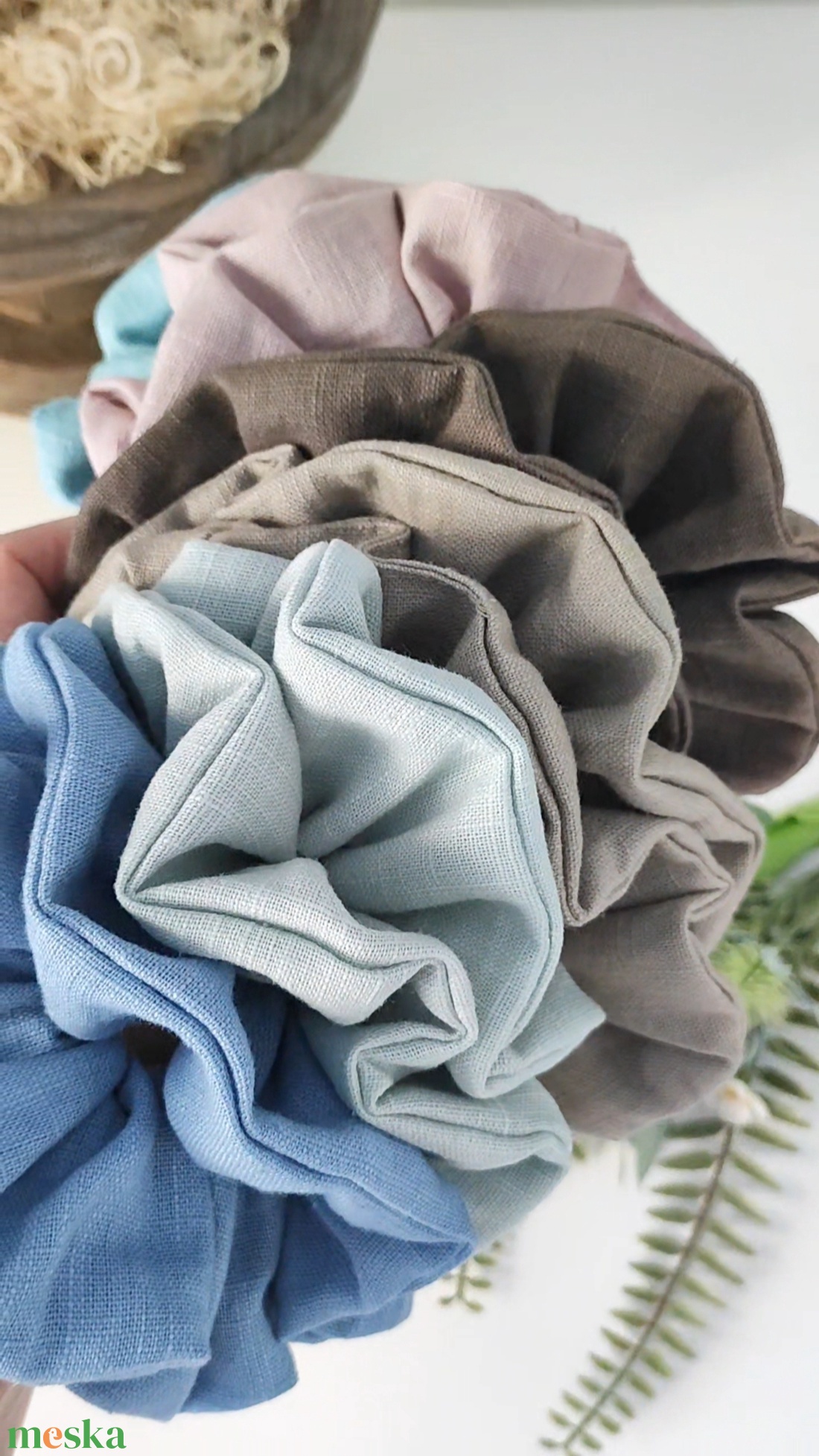 Lenvászon hajgumi - közepes scrunchie - ruha & divat - hajdísz & hajcsat - hajgumi - Meska.hu