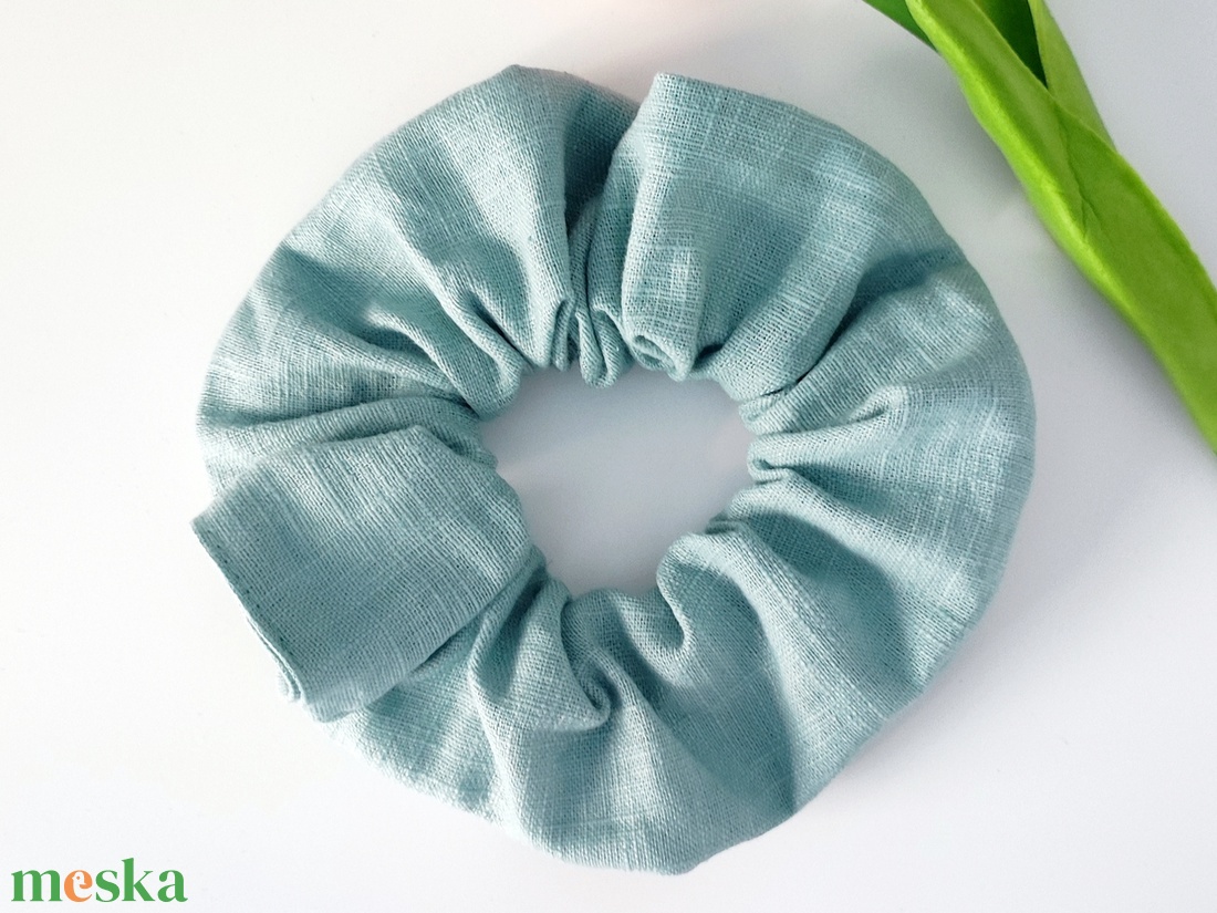 Lenvászon hajgumi - közepes scrunchie - ruha & divat - hajdísz & hajcsat - hajgumi - Meska.hu
