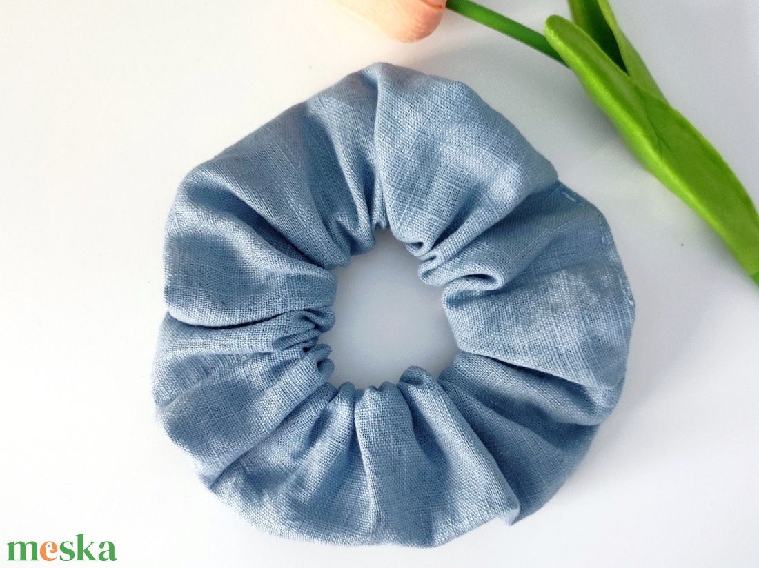 Lenvászon hajgumi - közepes scrunchie - ruha & divat - hajdísz & hajcsat - hajgumi - Meska.hu