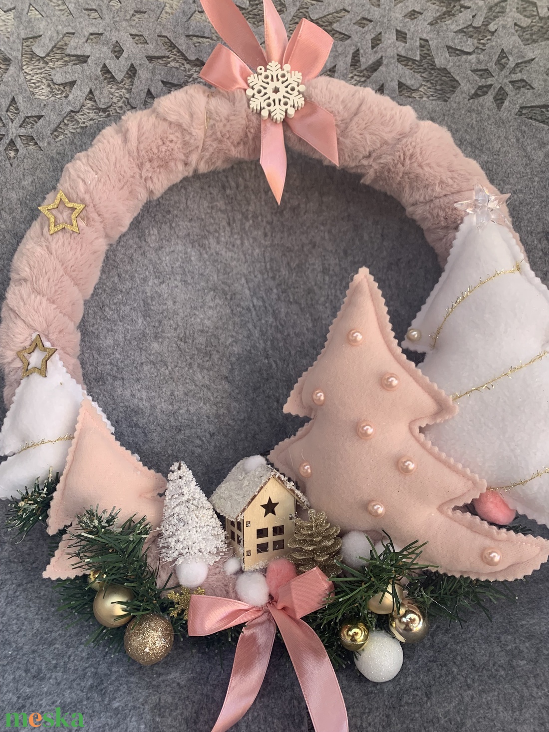  Világító karácsonyi ajtódísz - karácsony - adventi díszek - adventi ajtódísz - Meska.hu