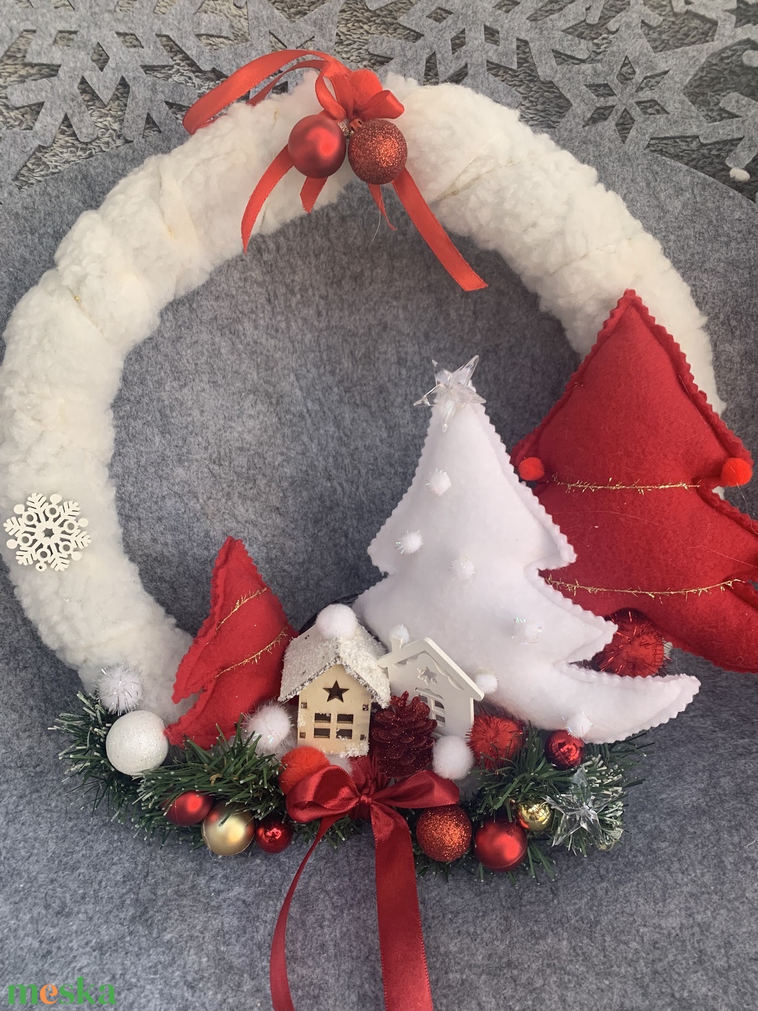 Világító karácsonyi ajtódísz - karácsony - adventi díszek - adventi ajtódísz - Meska.hu