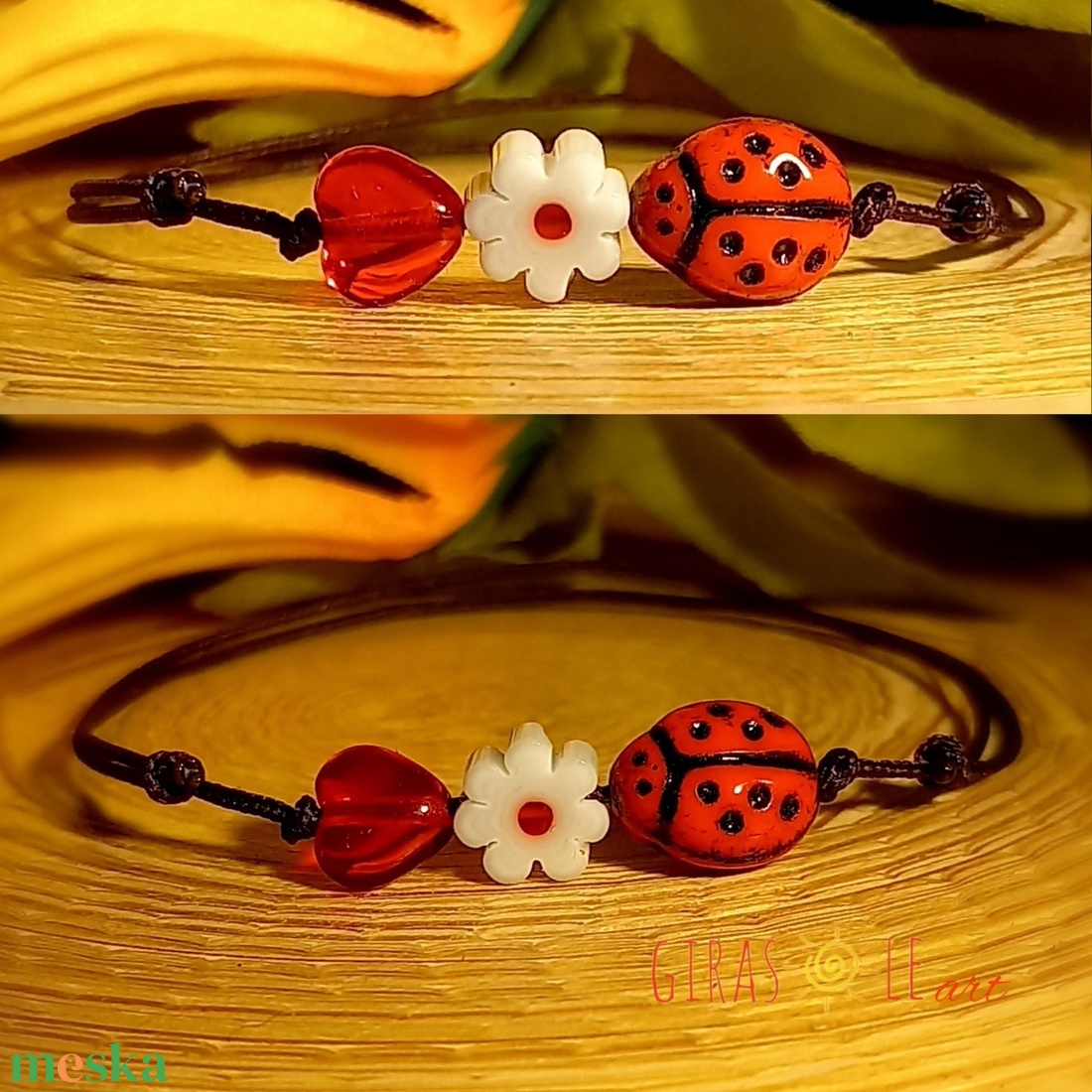 Gyöngyös millefiori zsinórka  - ékszer - karkötő - gyöngyös karkötő - Meska.hu