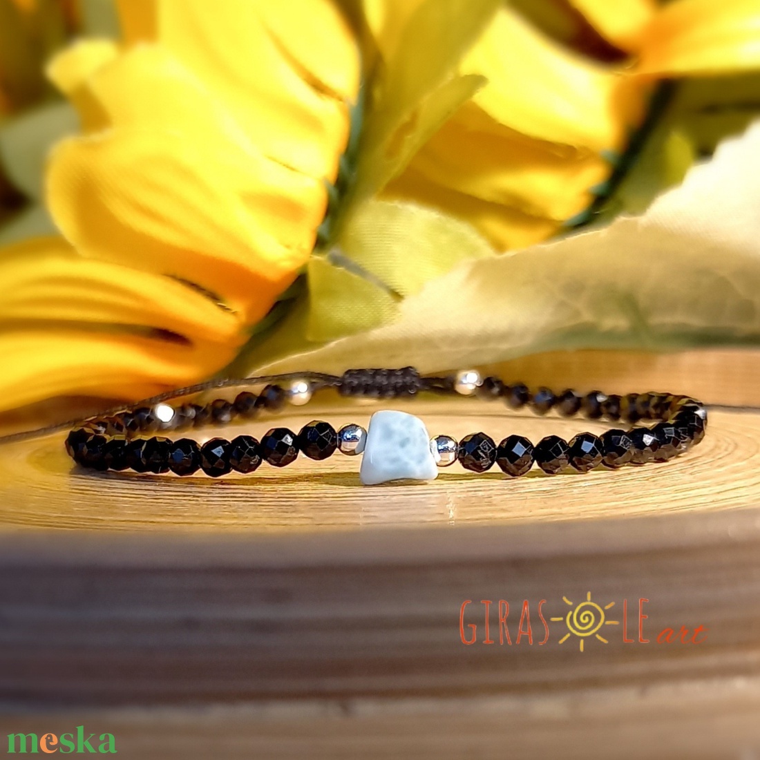 Larimar-spinell karkötő  - ékszer - karkötő - ásványkarkötő - Meska.hu