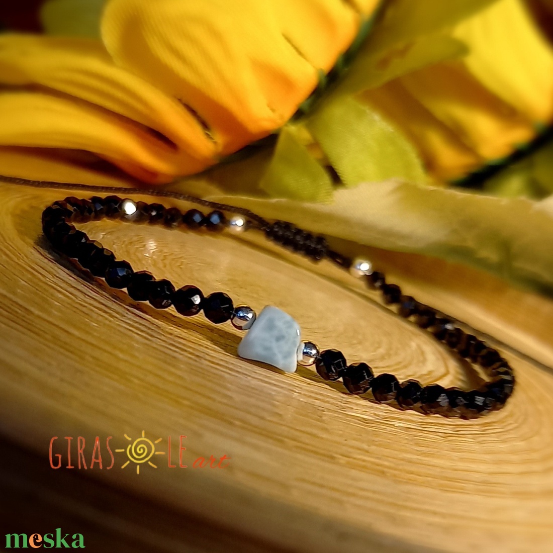 Larimar-spinell karkötő  - ékszer - karkötő - ásványkarkötő - Meska.hu