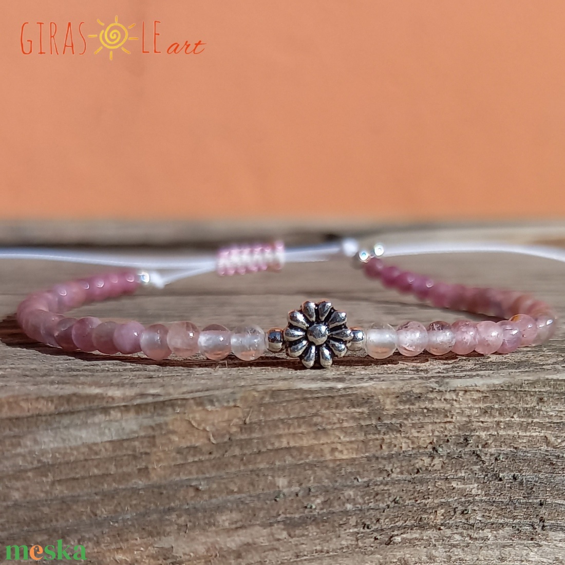 Kisvirág- rózsaszín turmalin karkötő  - ékszer - karkötő - ásványkarkötő - Meska.hu