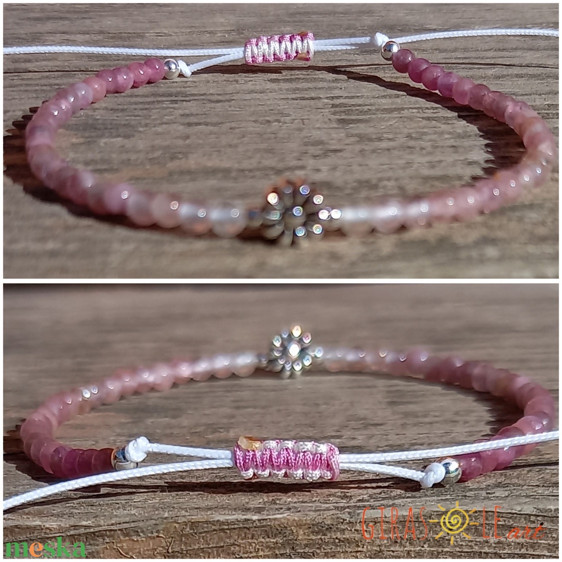 Kisvirág- rózsaszín turmalin karkötő  - ékszer - karkötő - ásványkarkötő - Meska.hu