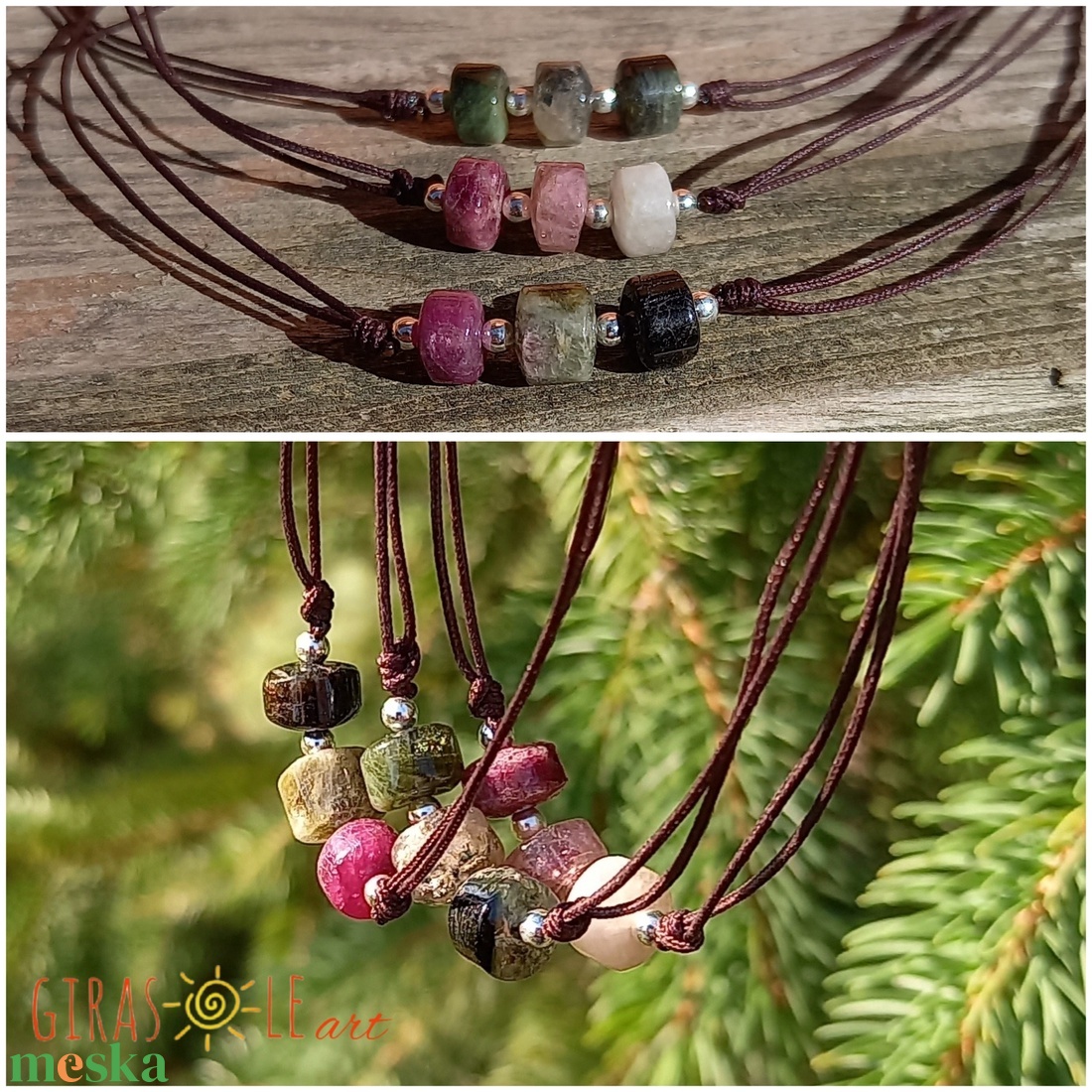 Turmalin nyaklánc  - ékszer - nyaklánc - gyöngyös nyaklánc - Meska.hu