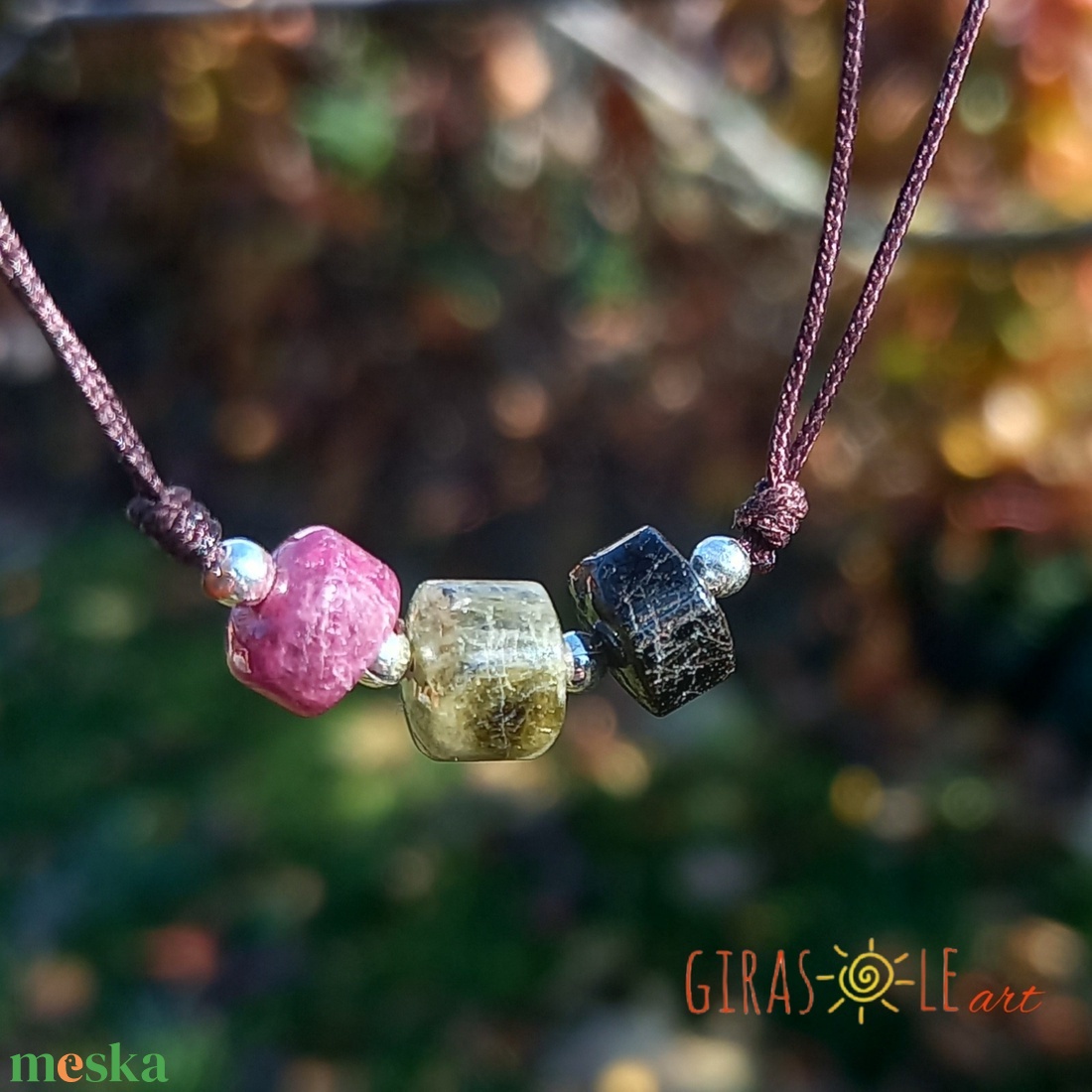 Turmalin nyaklánc  - ékszer - nyaklánc - gyöngyös nyaklánc - Meska.hu