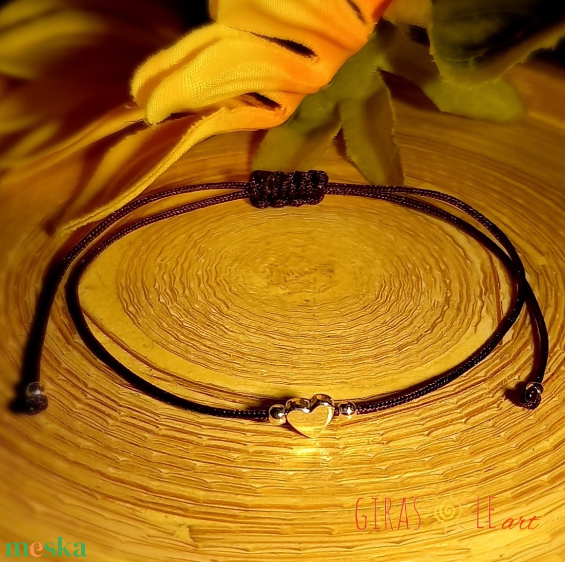 Piciszív - zsinórkarkötő valódi ezüsttel  - ékszer - karkötő - charm karkötő - Meska.hu