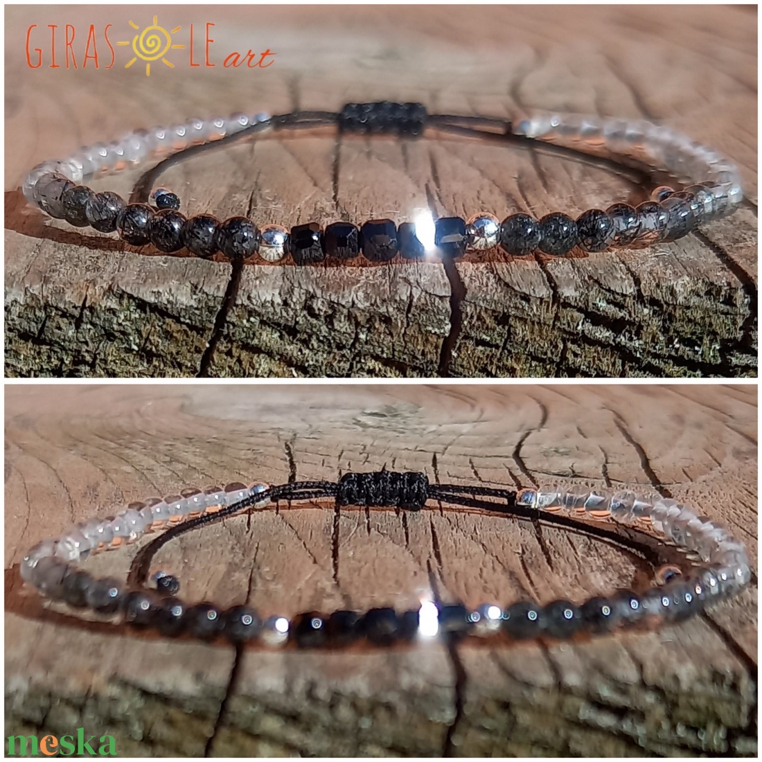 Turmalinkvarc-spinell karkötő  - ékszer - karkötő - ásványkarkötő - Meska.hu