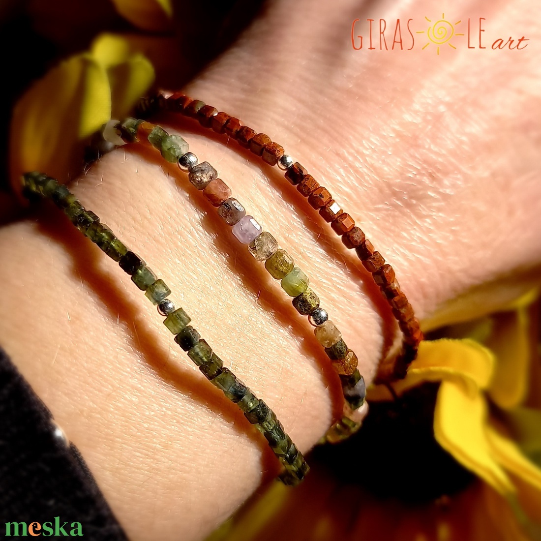 Zöld turmalin karkötő  - ékszer - karkötő - ásványkarkötő - Meska.hu