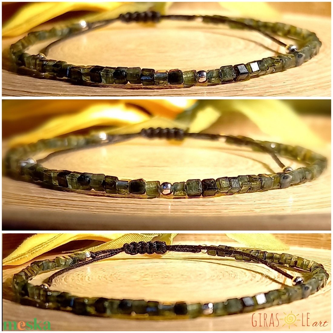 Zöld turmalin karkötő  - ékszer - karkötő - ásványkarkötő - Meska.hu