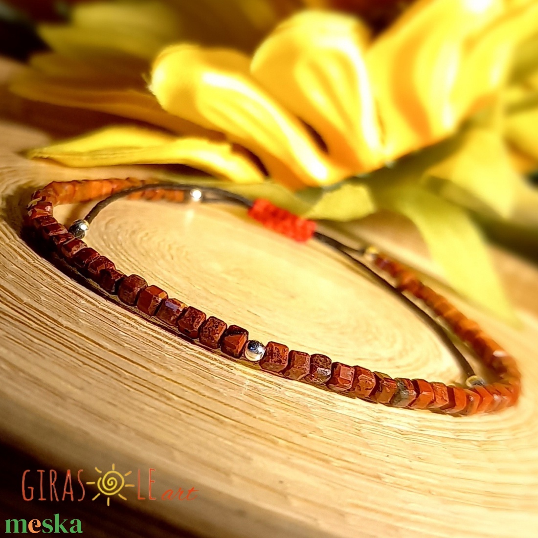 Vörös jáspis karkötő  - ékszer - karkötő - ásványkarkötő - Meska.hu