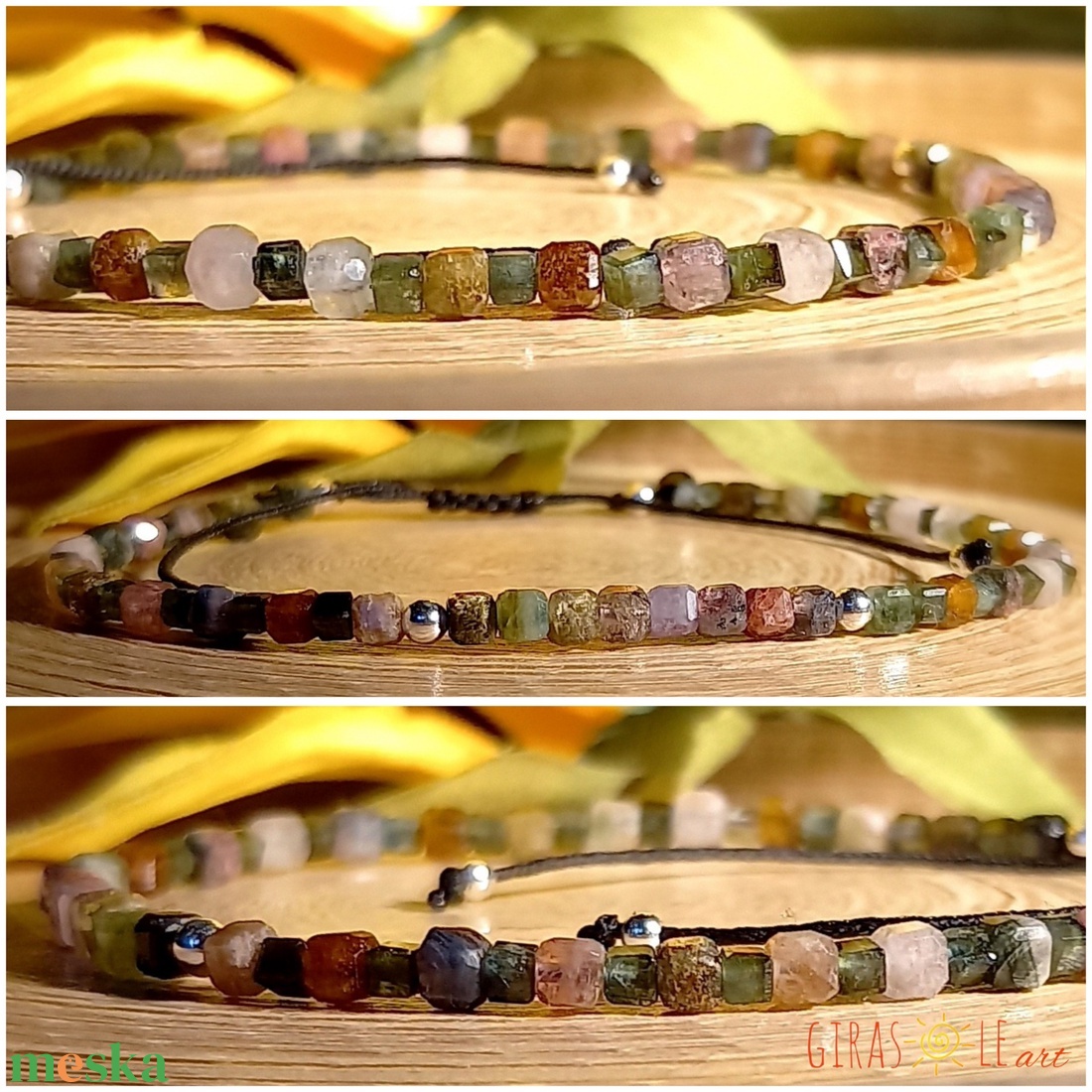 Színes turmalin karkötő  - ékszer - karkötő - ásványkarkötő - Meska.hu