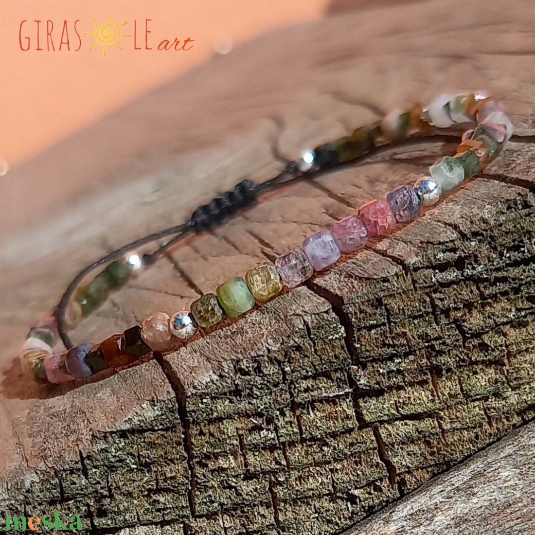 Színes turmalin karkötő  - ékszer - karkötő - ásványkarkötő - Meska.hu