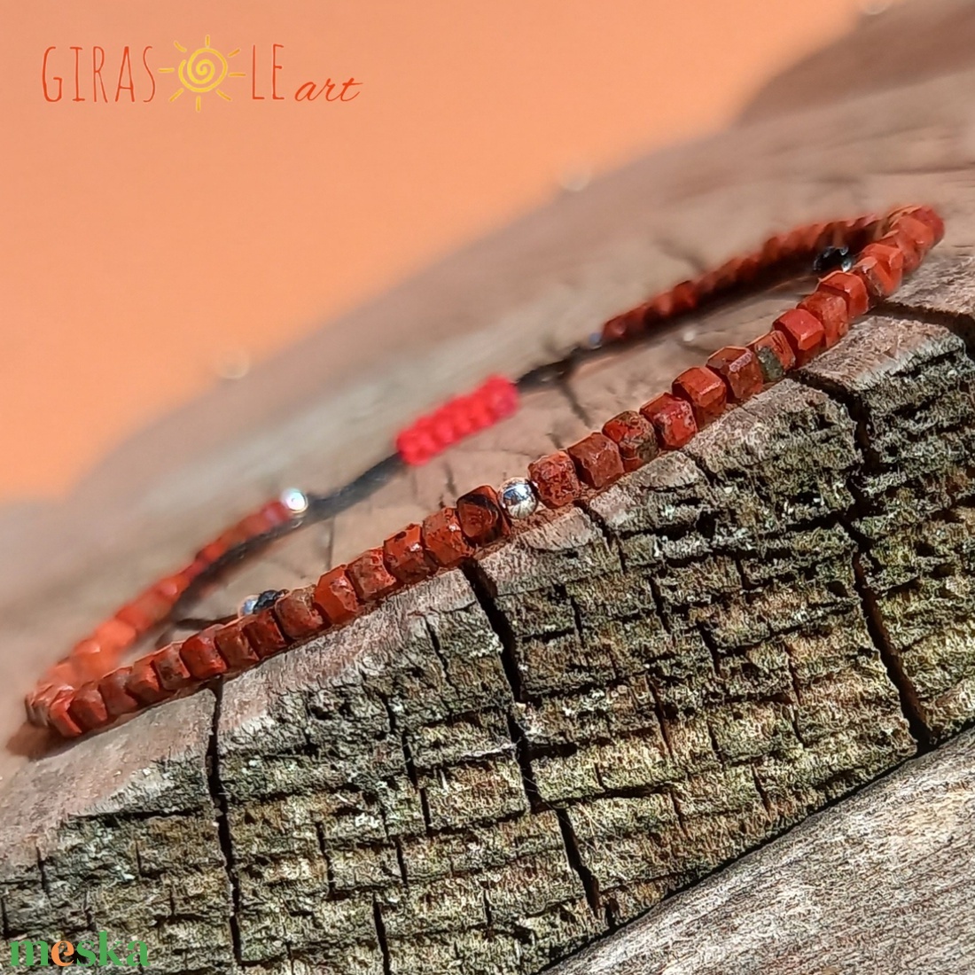 Vörös jáspis karkötő  - ékszer - karkötő - ásványkarkötő - Meska.hu