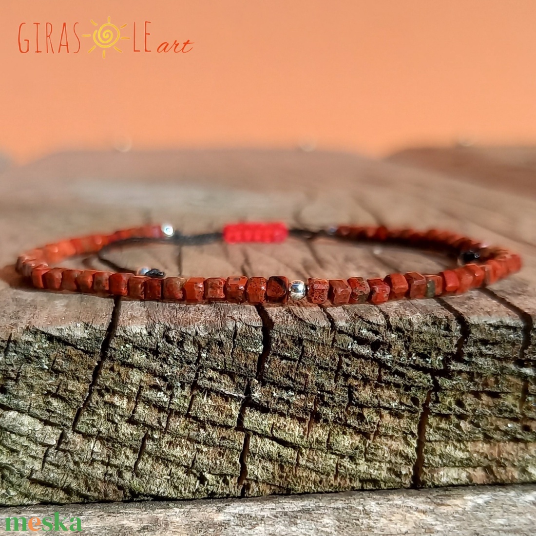 Vörös jáspis karkötő  - ékszer - karkötő - ásványkarkötő - Meska.hu