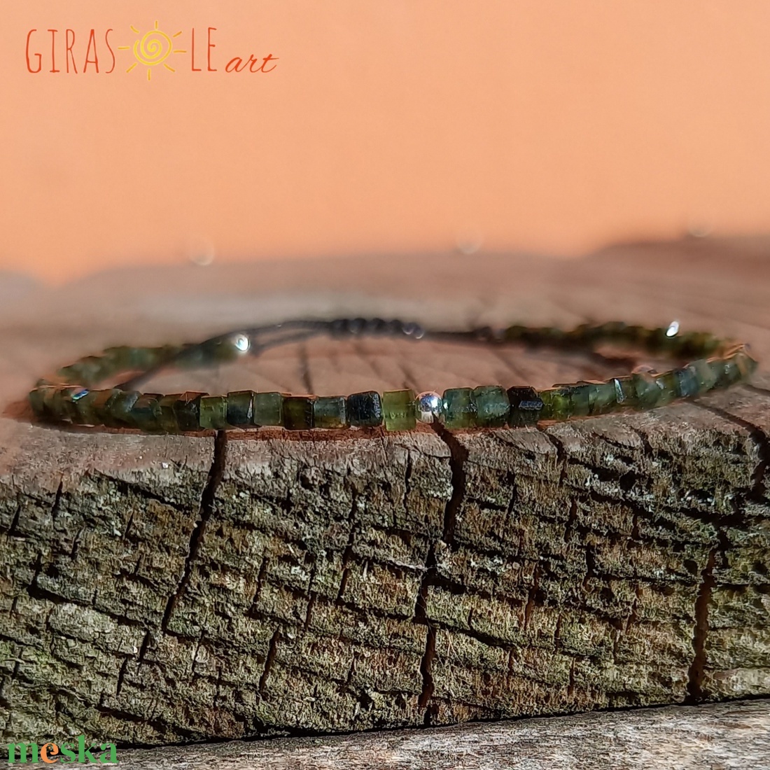 Zöld turmalin karkötő  - ékszer - karkötő - ásványkarkötő - Meska.hu