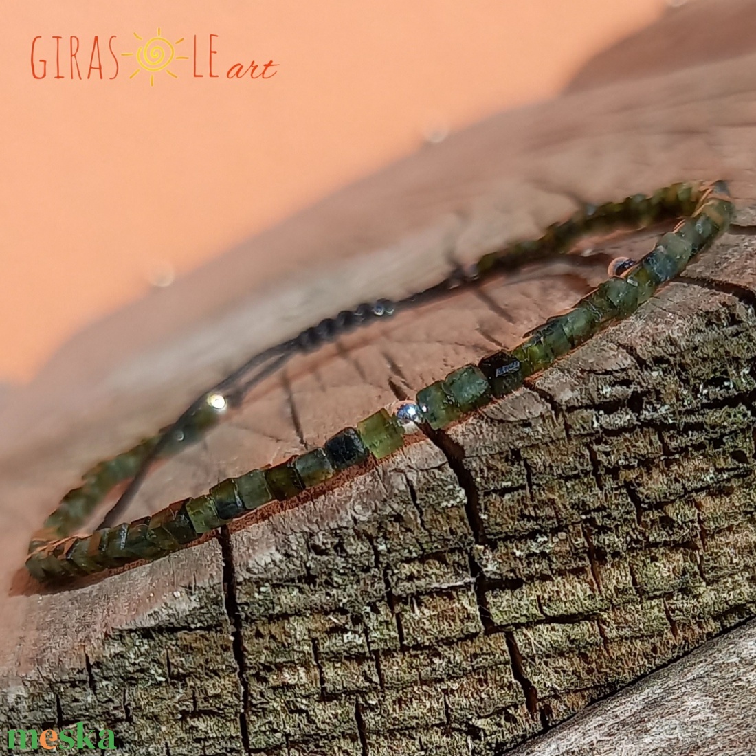 Zöld turmalin karkötő  - ékszer - karkötő - ásványkarkötő - Meska.hu