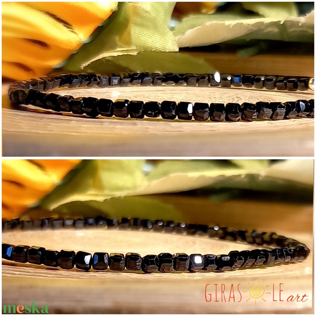 Fekete hattyú - kocka spinell karkötő  - ékszer - karkötő - ásványkarkötő - Meska.hu