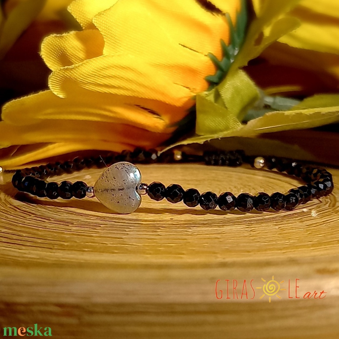 Szívecském - labradorit-spinell karkötő  - ékszer - karkötő - ásványkarkötő - Meska.hu