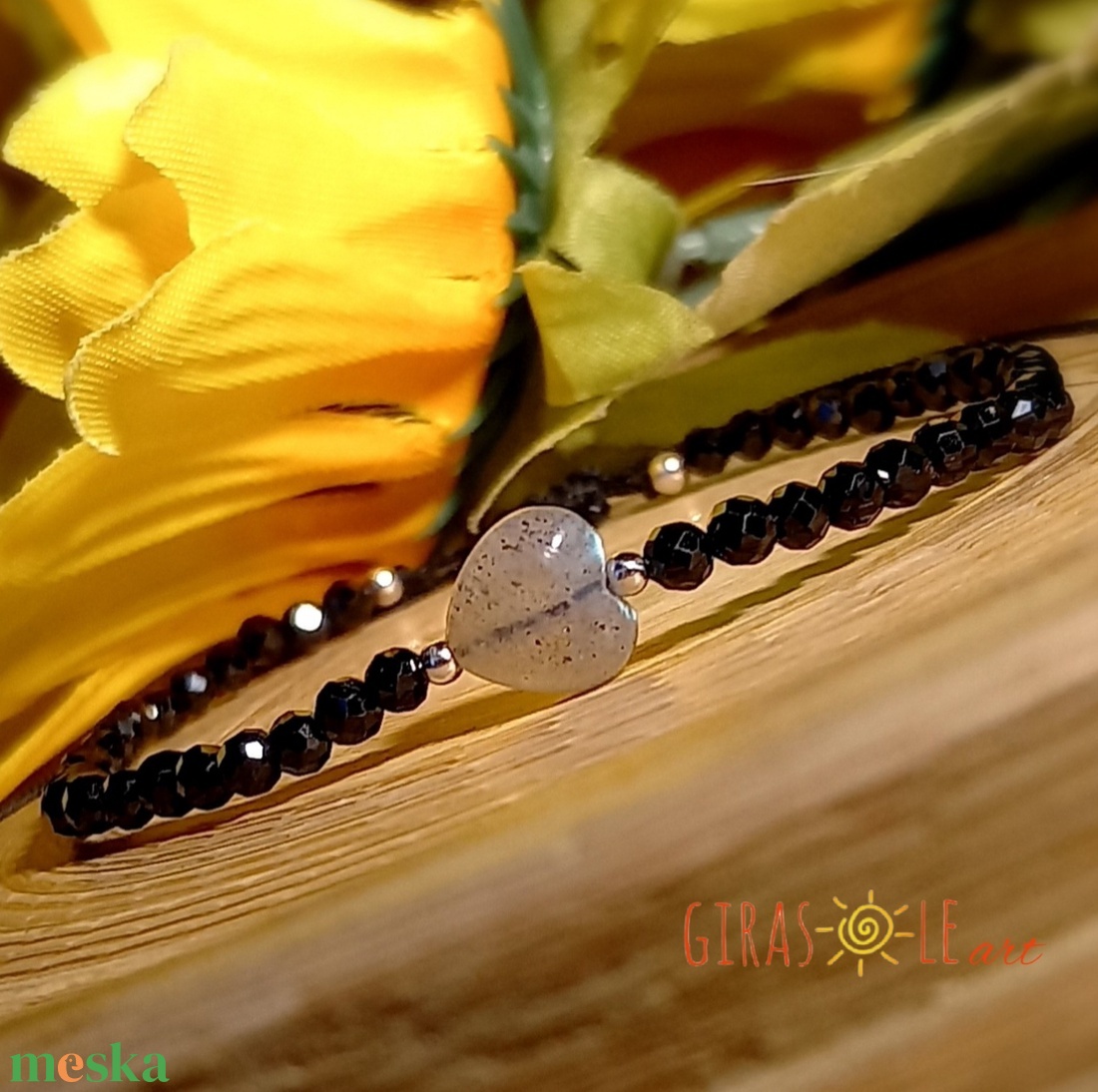 Szívecském - labradorit-spinell karkötő  - ékszer - karkötő - ásványkarkötő - Meska.hu