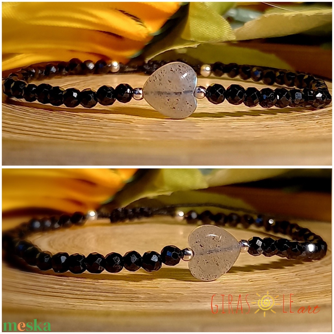 Szívecském - labradorit-spinell karkötő  - ékszer - karkötő - ásványkarkötő - Meska.hu