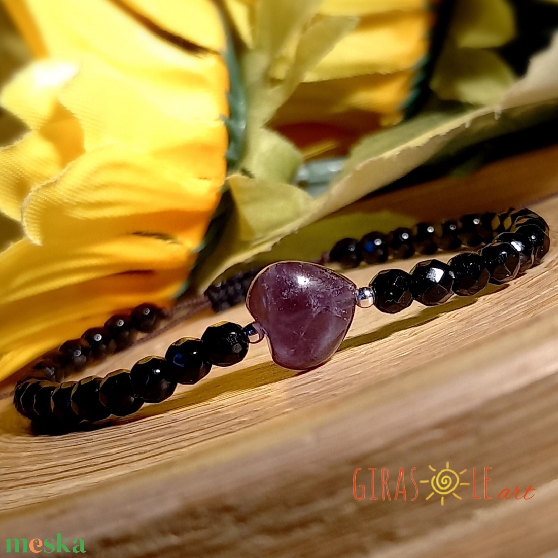 Szívecske - ónix karkötő  - ékszer - karkötő - ásványkarkötő - Meska.hu