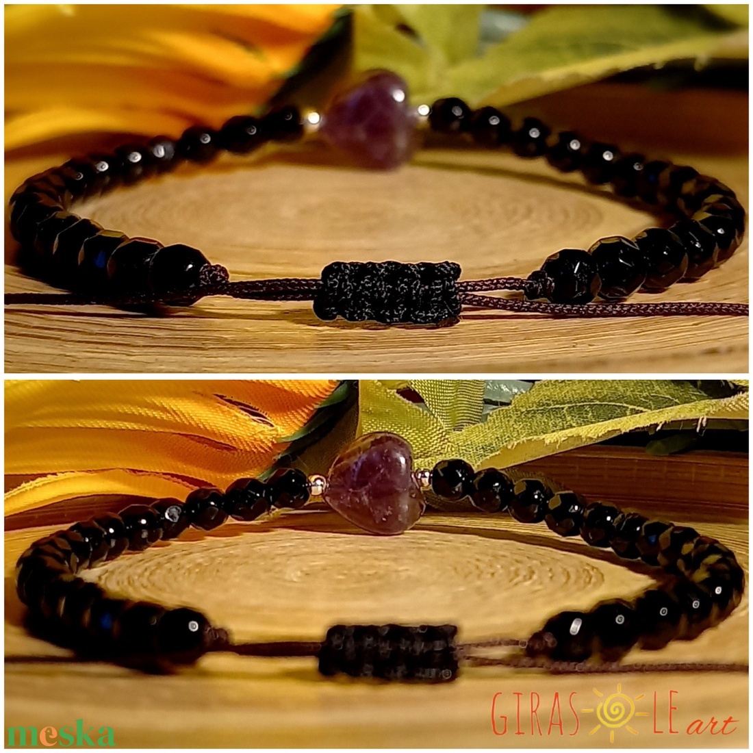 Szívecske - ónix karkötő  - ékszer - karkötő - ásványkarkötő - Meska.hu