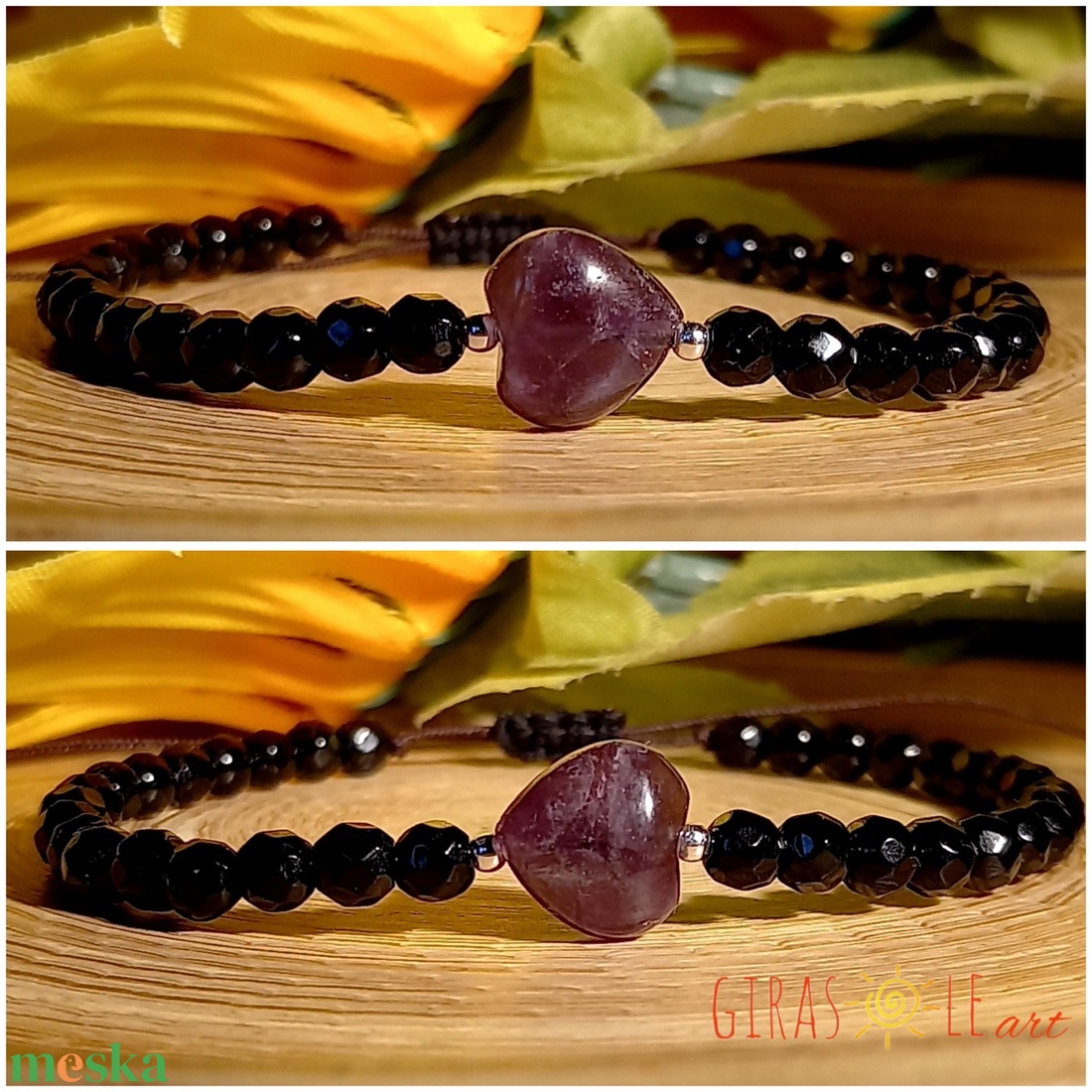 Szívecske - ónix karkötő  - ékszer - karkötő - ásványkarkötő - Meska.hu