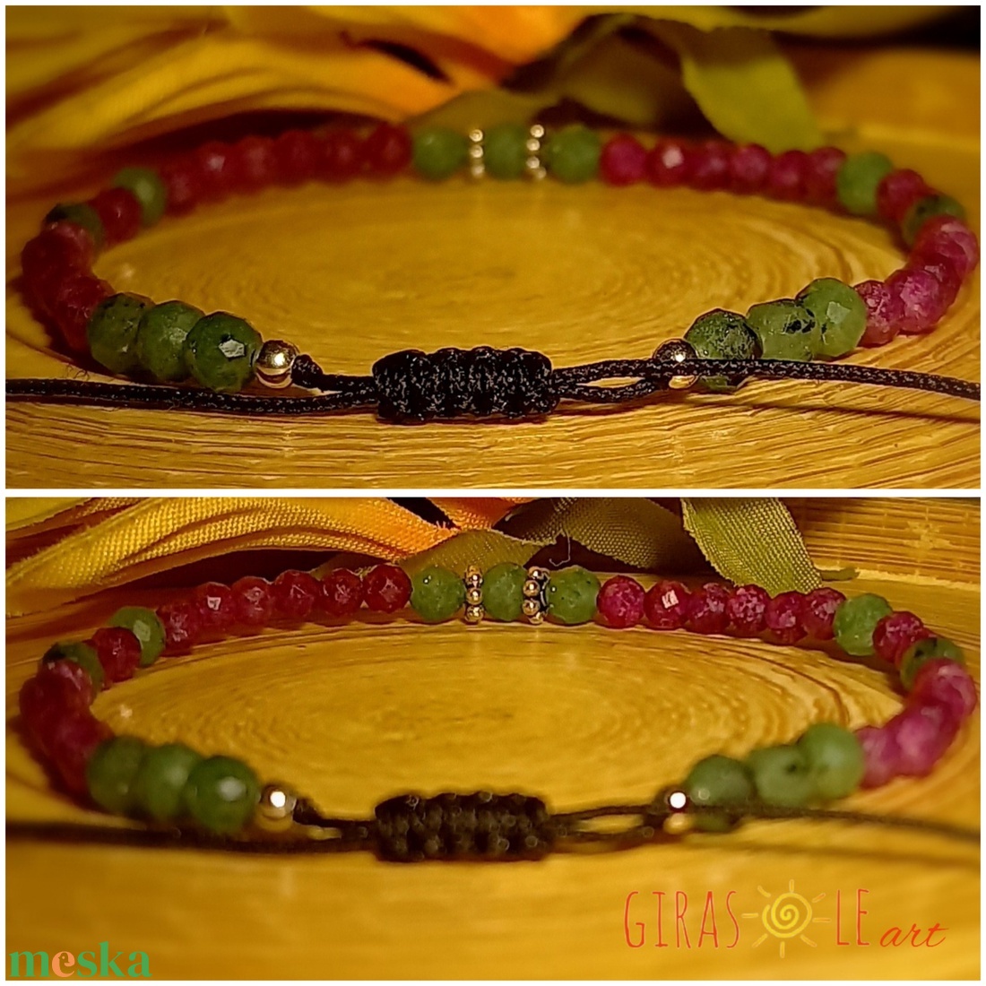 Rubin karkötő zoizittal - ékszer - karkötő - ásványkarkötő - Meska.hu