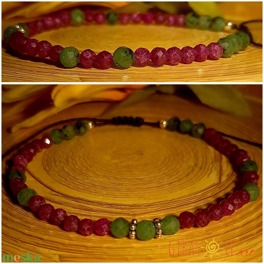 Rubin karkötő zoizittal - ékszer - karkötő - ásványkarkötő - Meska.hu