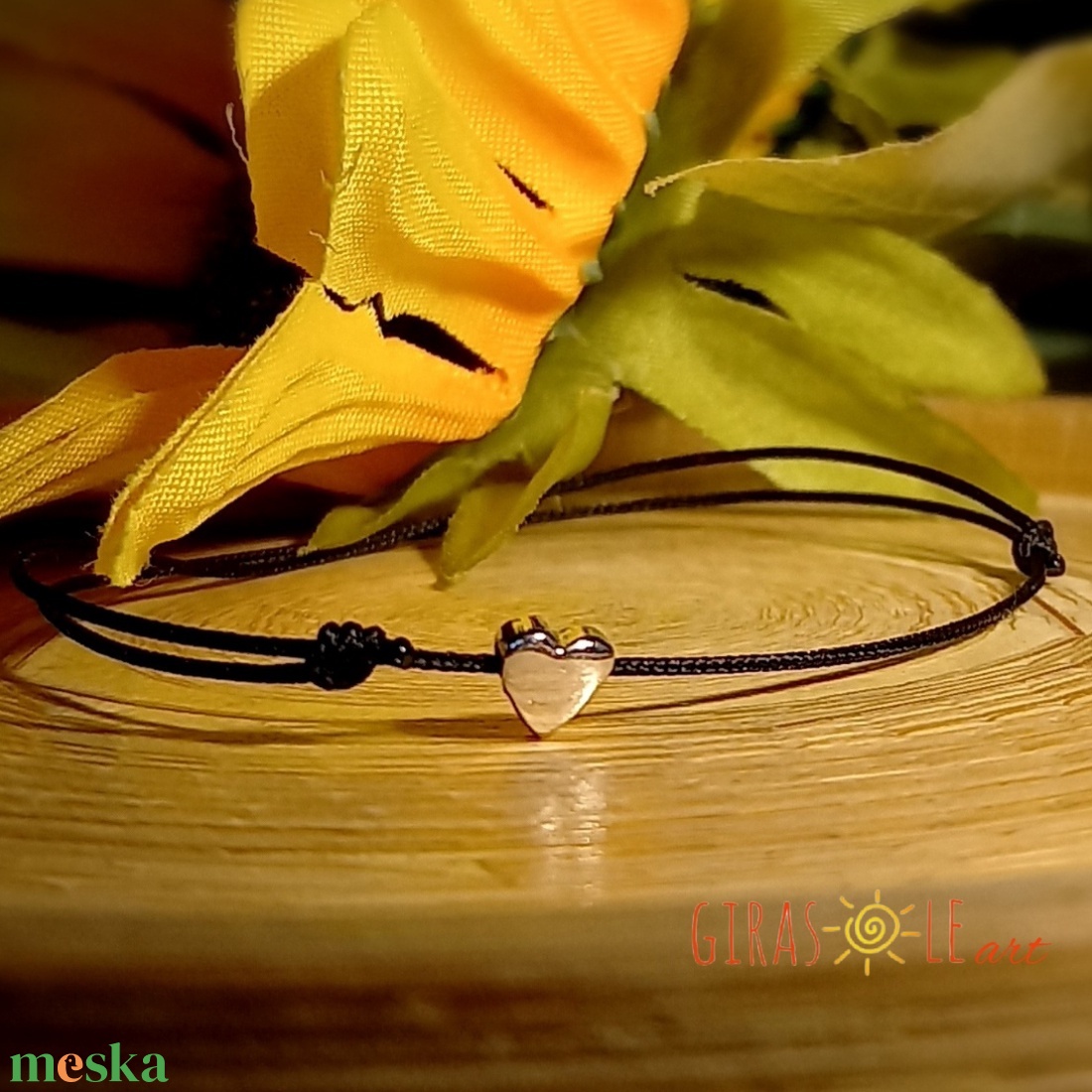 Piciszív - minimál zsinórka valódi ezüsttel - ékszer - karkötő - charm karkötő - Meska.hu