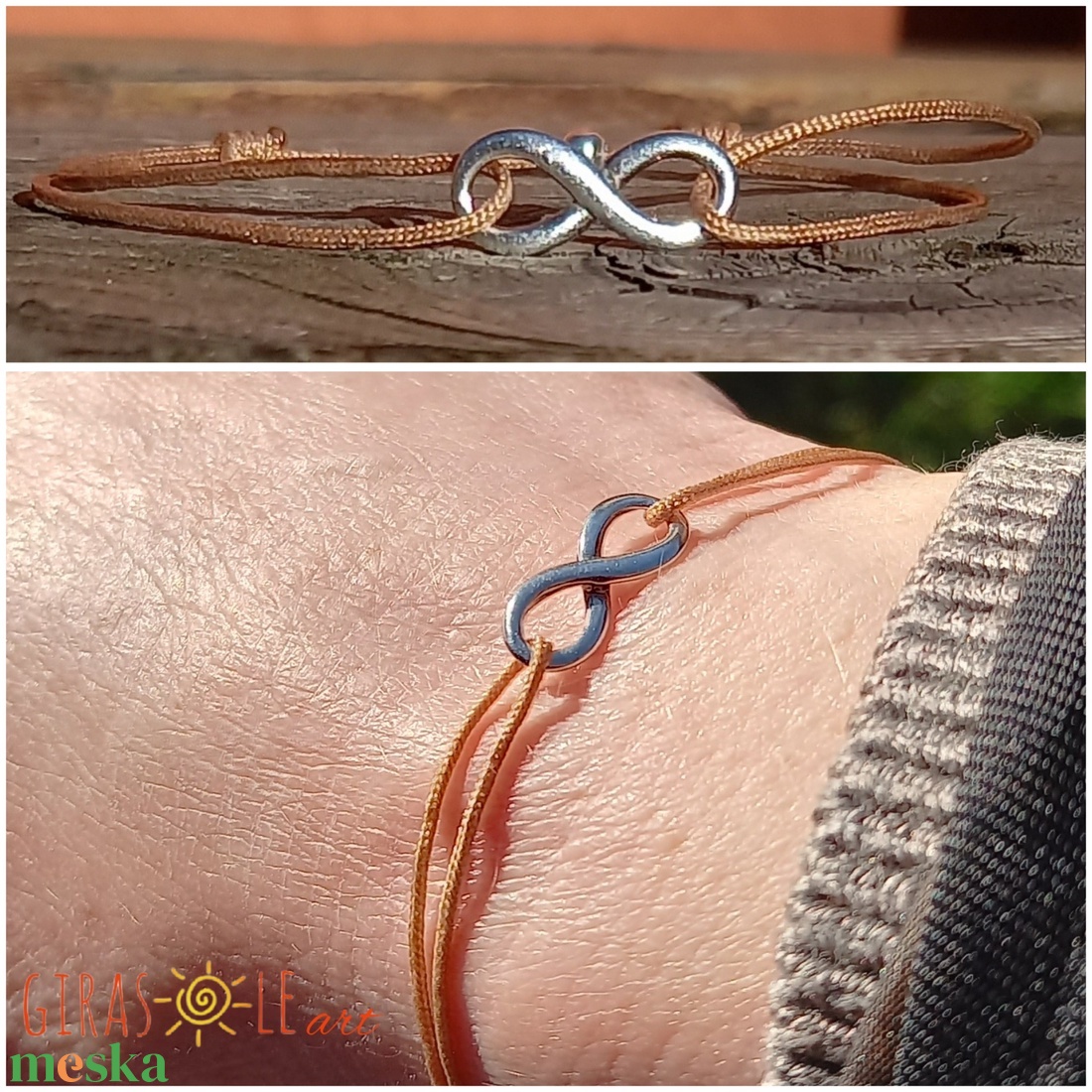 Aranyfonál zsinórka karkötő - ékszer - karkötő - charm karkötő - Meska.hu