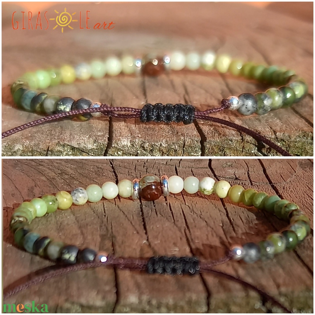 Árnyalatok - krizopráz karkötő  - ékszer - karkötő - ásványkarkötő - Meska.hu