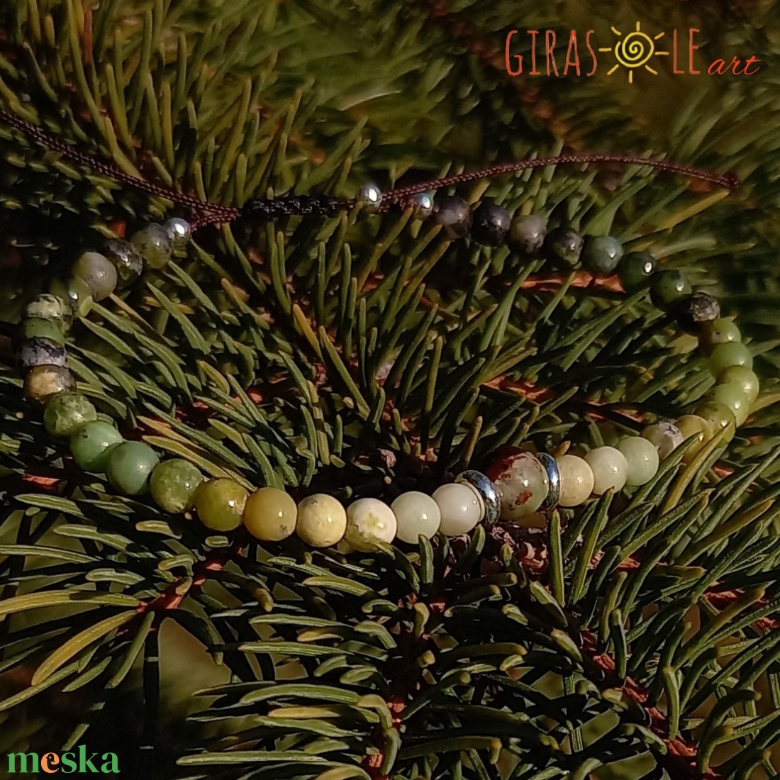 Árnyalatok - krizopráz karkötő  - ékszer - karkötő - ásványkarkötő - Meska.hu