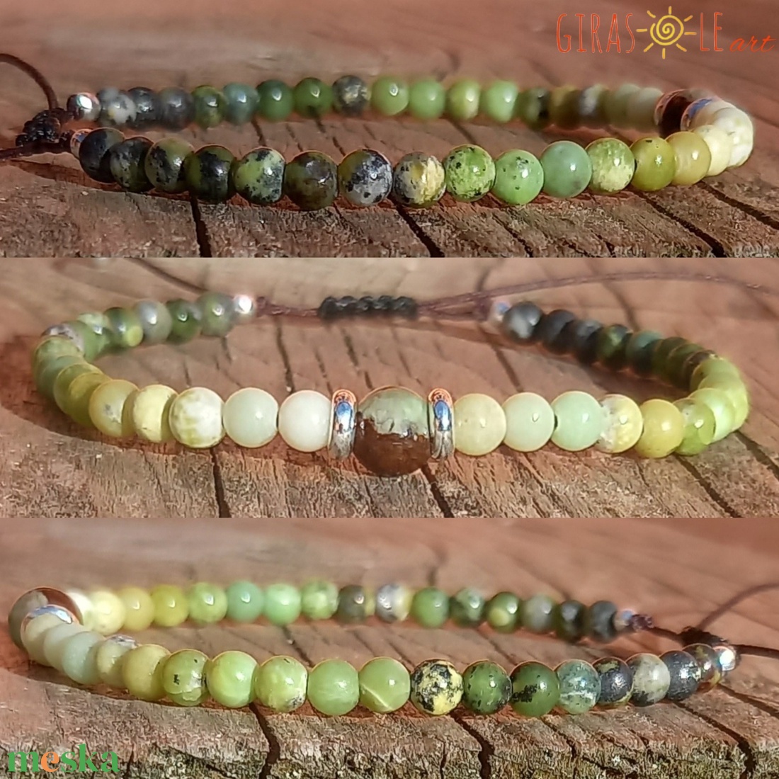 Árnyalatok - krizopráz karkötő  - ékszer - karkötő - ásványkarkötő - Meska.hu