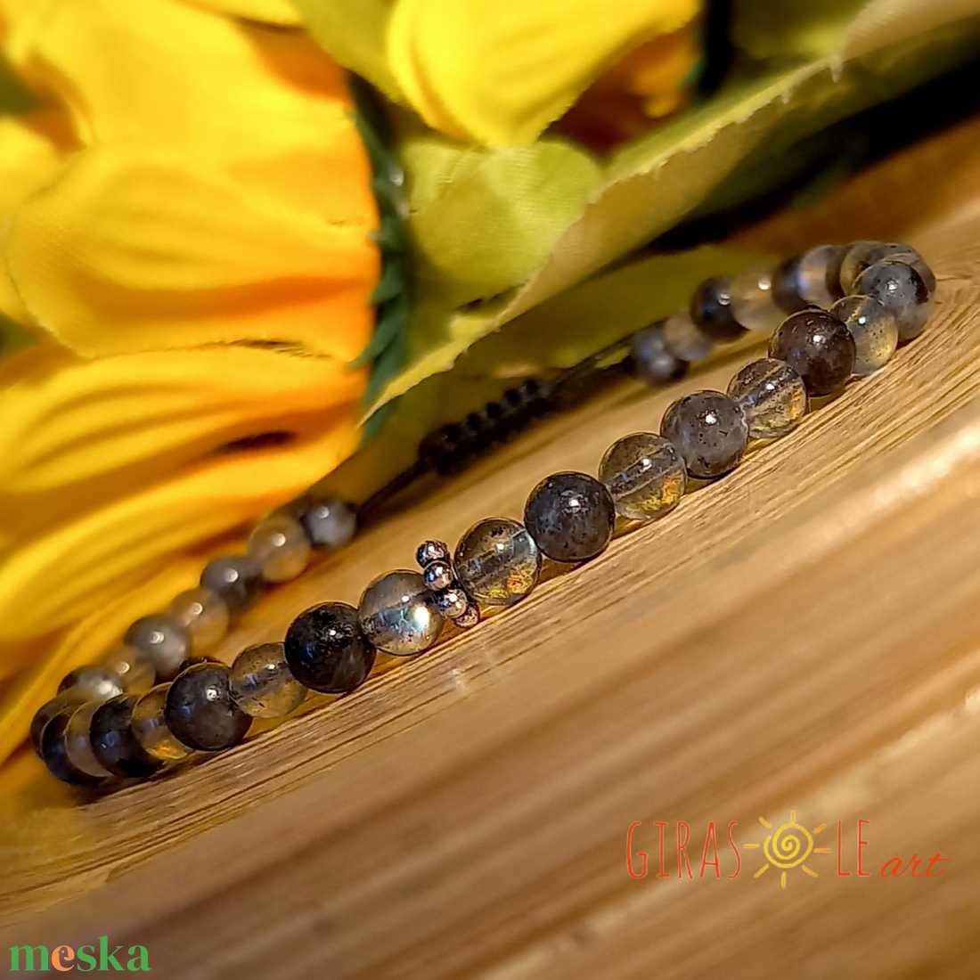 Északi fény labradorit-larvikit karkötő  - ékszer - karkötő - ásványkarkötő - Meska.hu