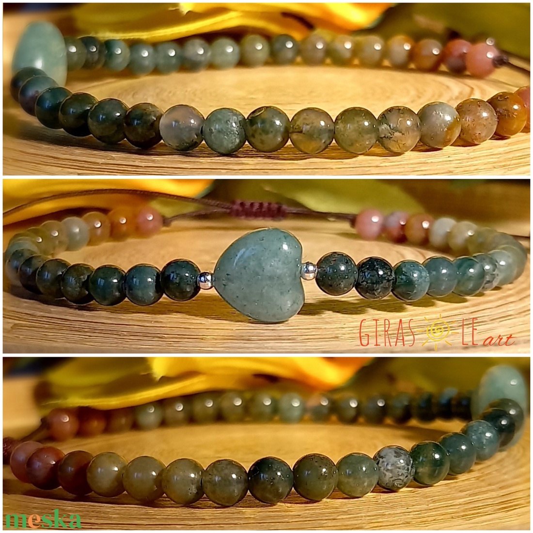 Szívecske - achát-aventurin karkötő  - ékszer - karkötő - ásványkarkötő - Meska.hu