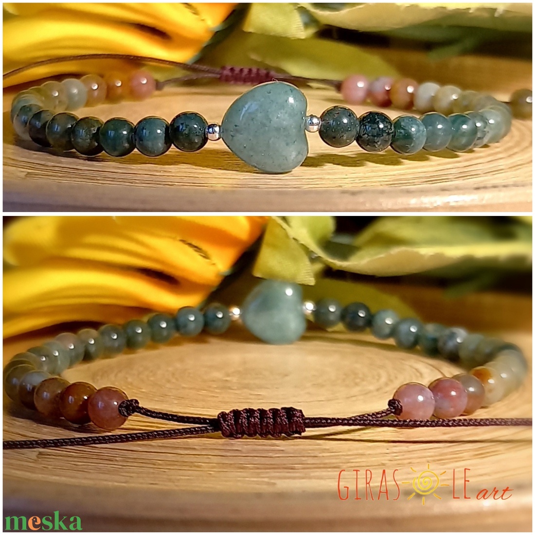 Szívecske - achát-aventurin karkötő  - ékszer - karkötő - ásványkarkötő - Meska.hu