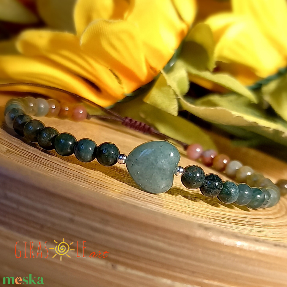 Szívecske - achát-aventurin karkötő  - ékszer - karkötő - ásványkarkötő - Meska.hu