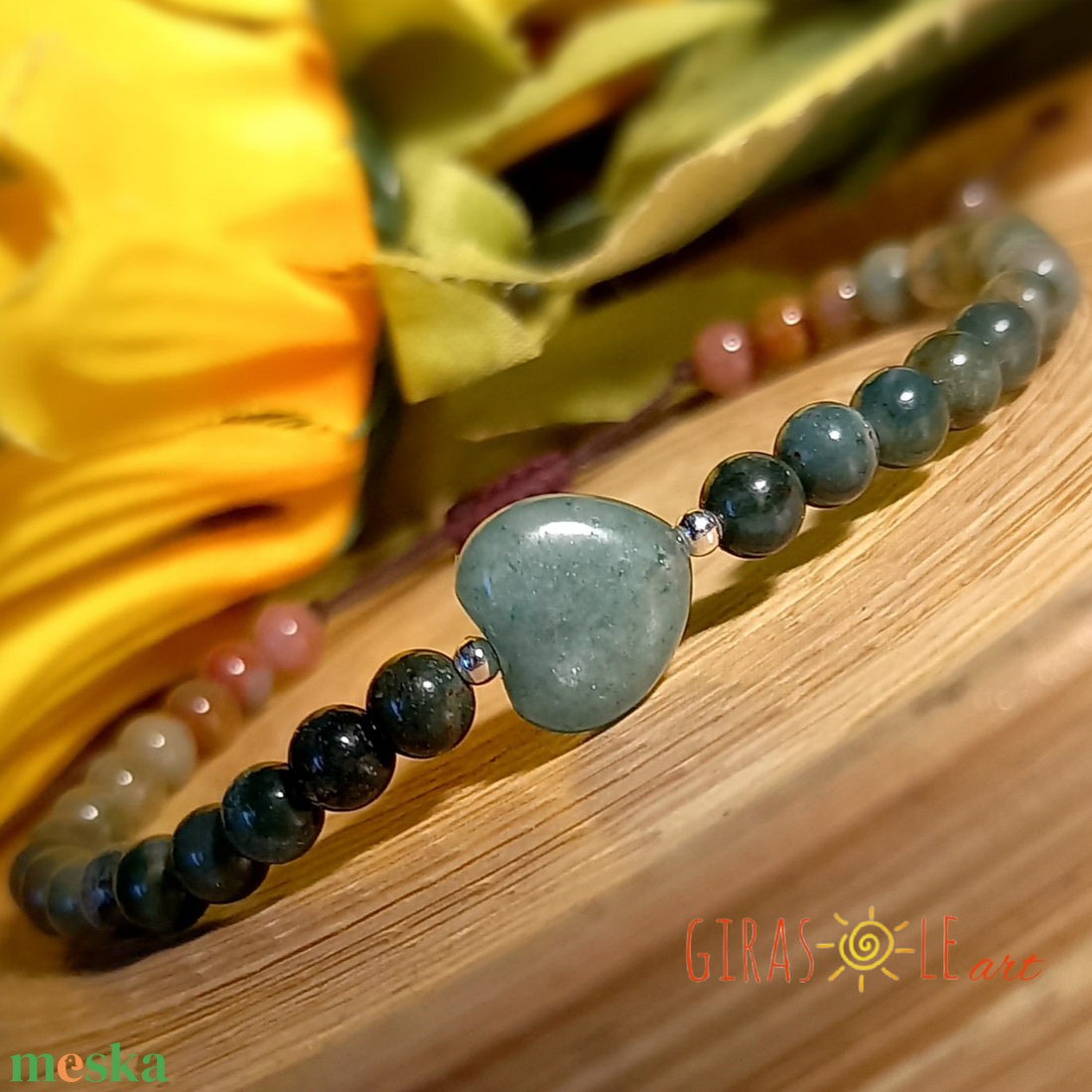 Szívecske - achát-aventurin karkötő  - ékszer - karkötő - ásványkarkötő - Meska.hu