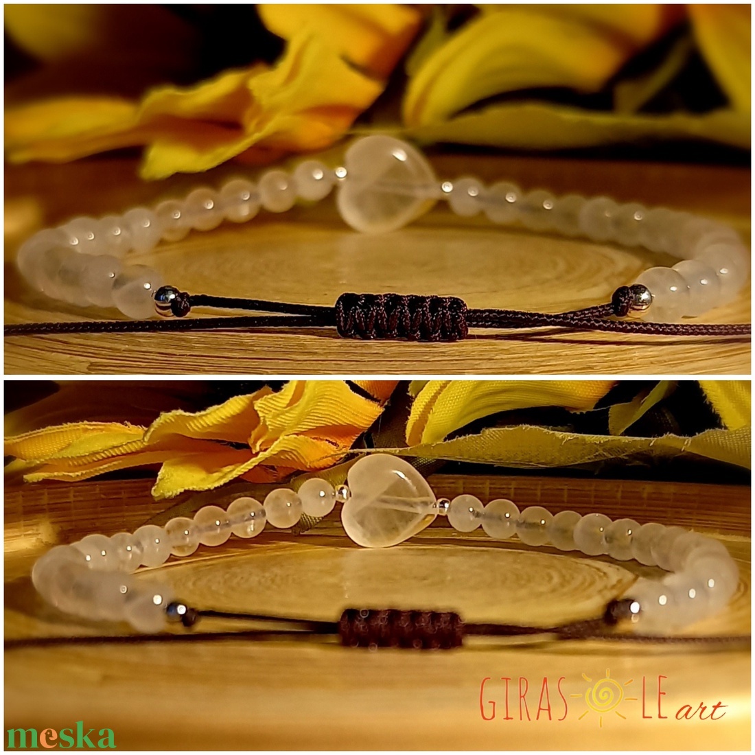 Szívecske - rózsakvarc karkötő  - ékszer - karkötő - ásványkarkötő - Meska.hu