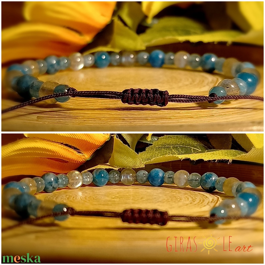 Kék lagúna - apatit-labradorit karkötő  - ékszer - karkötő - ásványkarkötő - Meska.hu