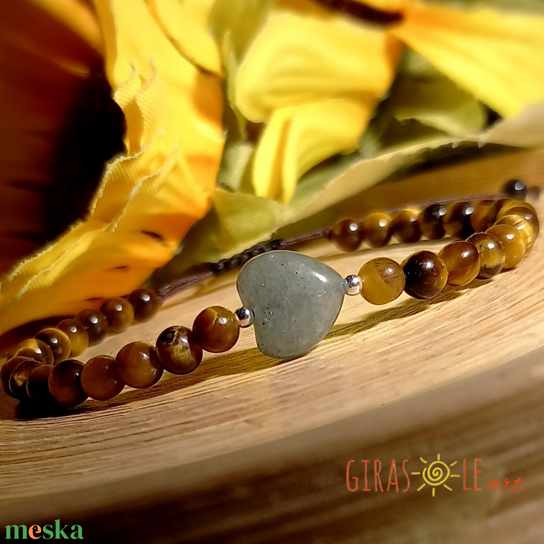Szívecske - tigrisszem-aventurin karkötő  - ékszer - karkötő - ásványkarkötő - Meska.hu