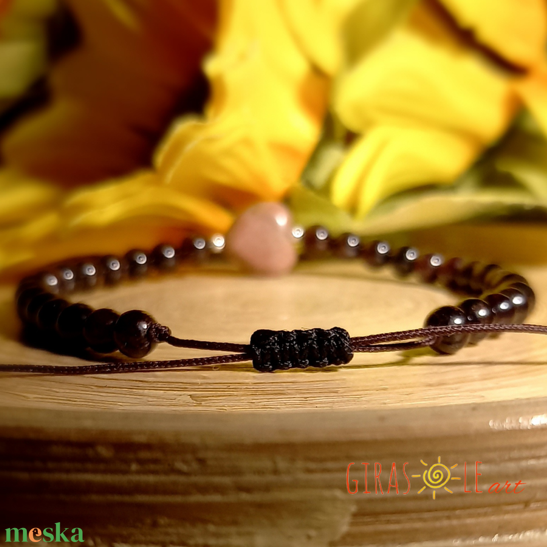 Szívecske - gránát-rodonit karkötő  - ékszer - karkötő - ásványkarkötő - Meska.hu