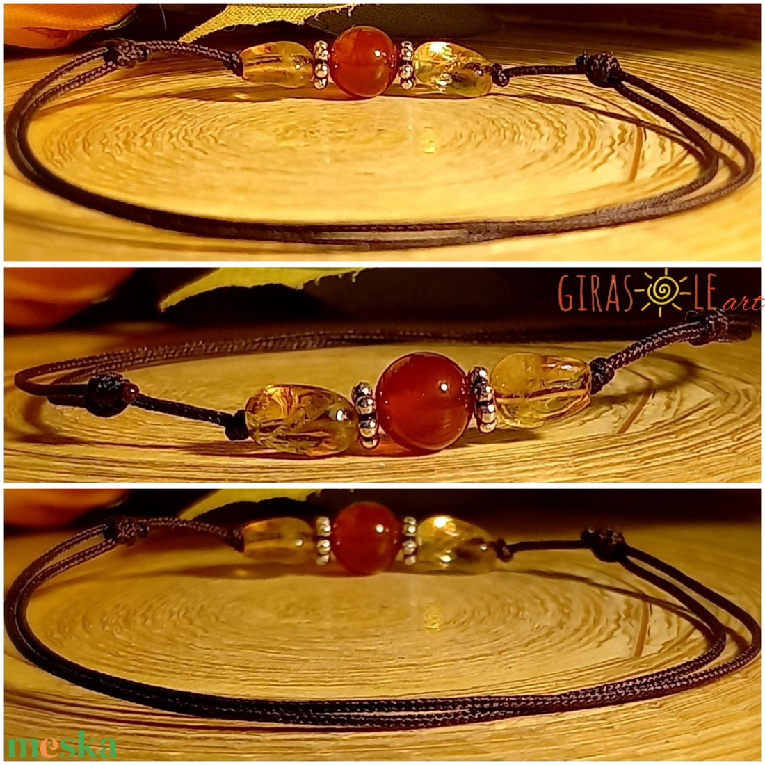 Citrin-karneol zsinórka karkötő - ékszer - karkötő - ásványkarkötő - Meska.hu