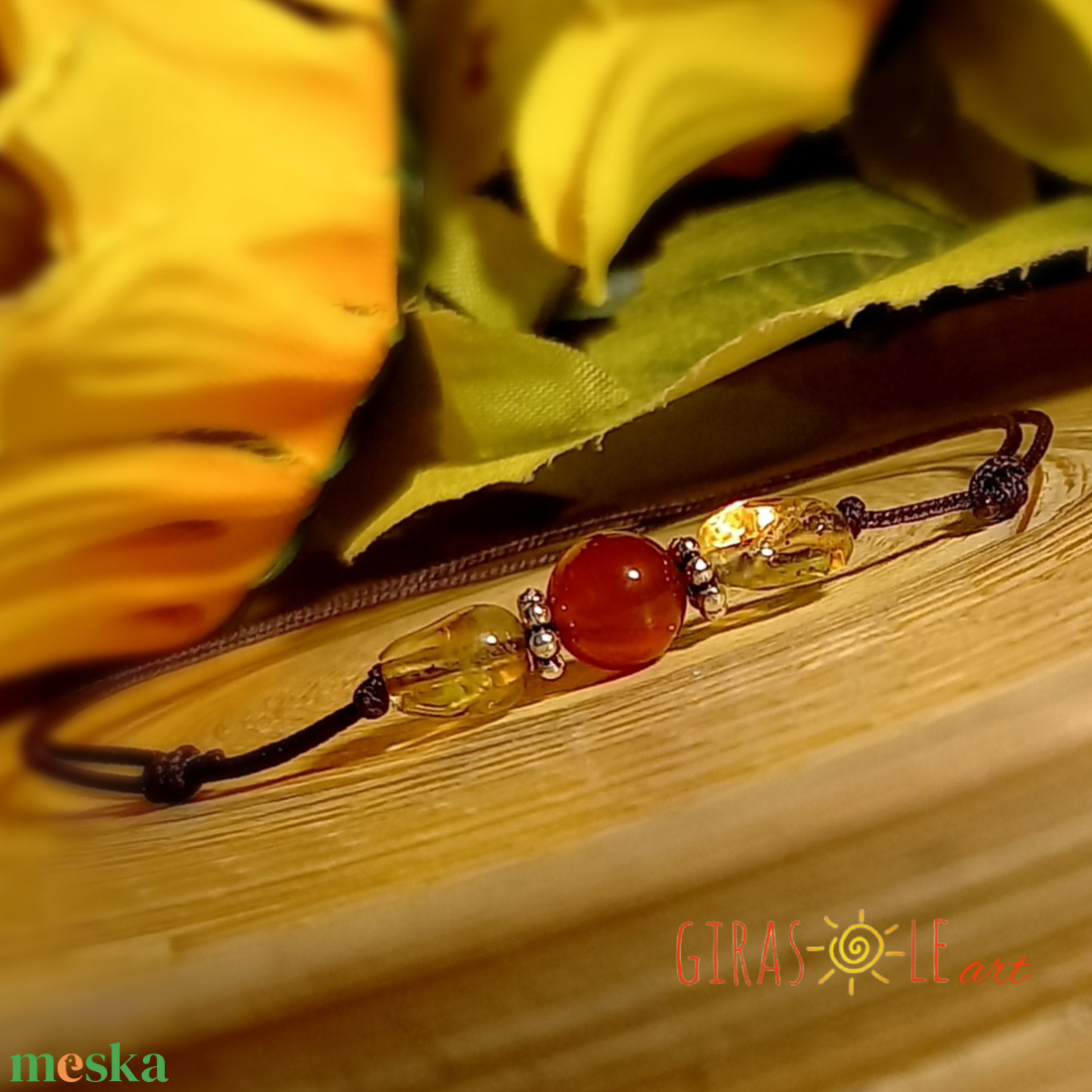 Citrin-karneol zsinórka karkötő - ékszer - karkötő - ásványkarkötő - Meska.hu