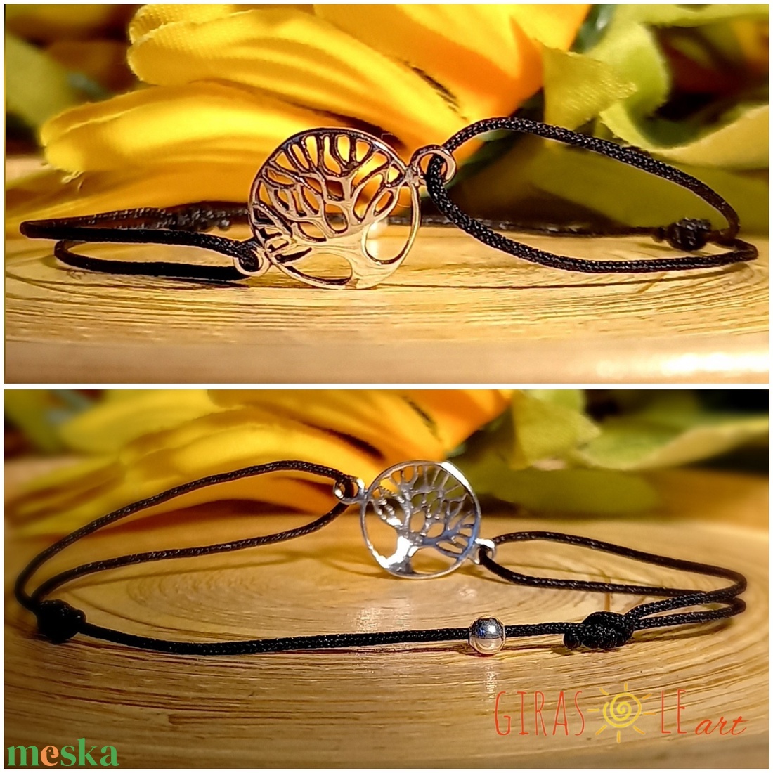 Életfa zsinórka karkötő valódi ezüsttel  - ékszer - karkötő - charm karkötő - Meska.hu