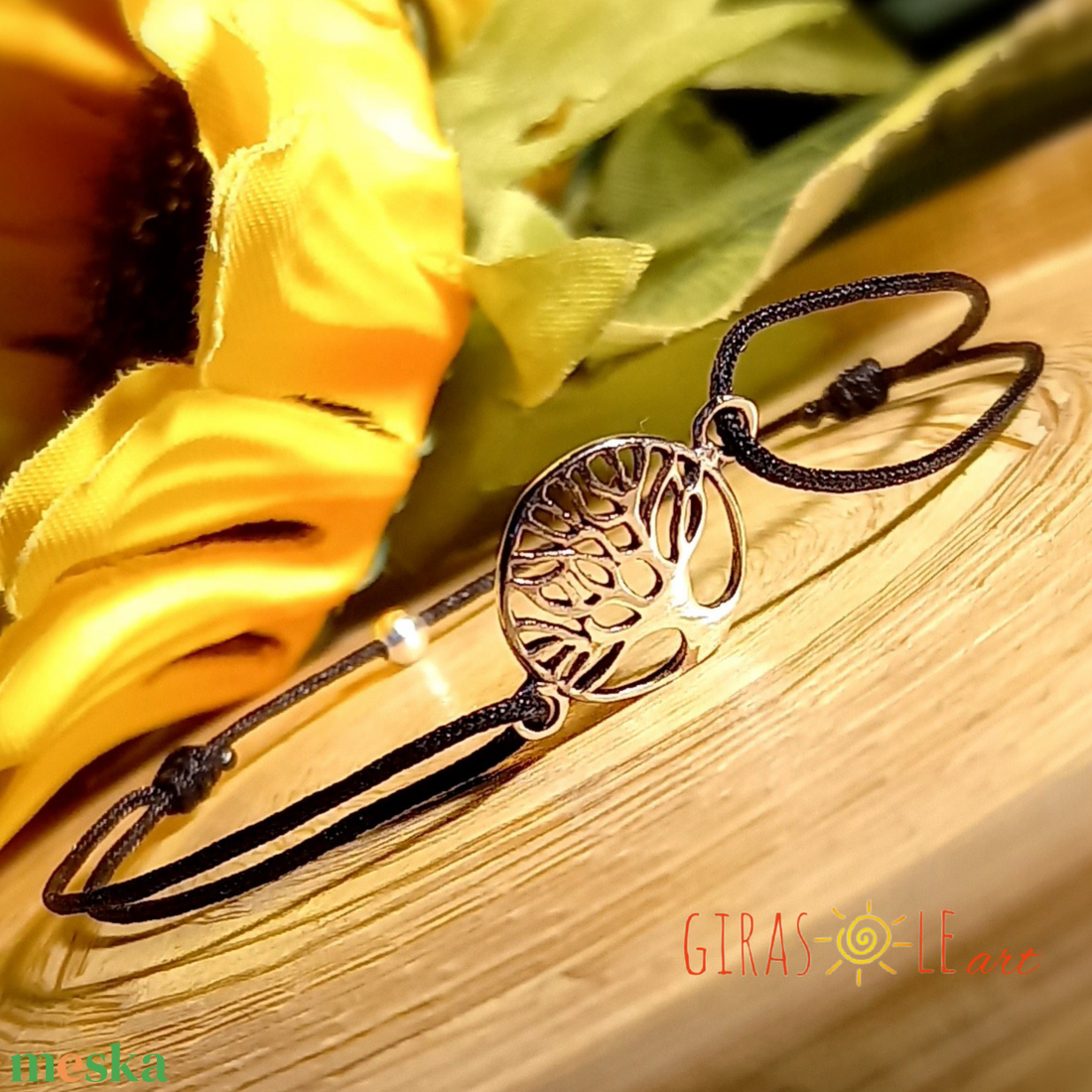 Életfa zsinórka karkötő valódi ezüsttel  - ékszer - karkötő - charm karkötő - Meska.hu